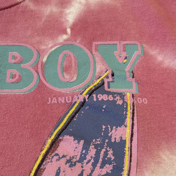 PLAYBOY Bunny / Tie Dye Graphic T-Shirt Adult Size MED Andy Warhol Pink Retro - Picture 5 of 7
